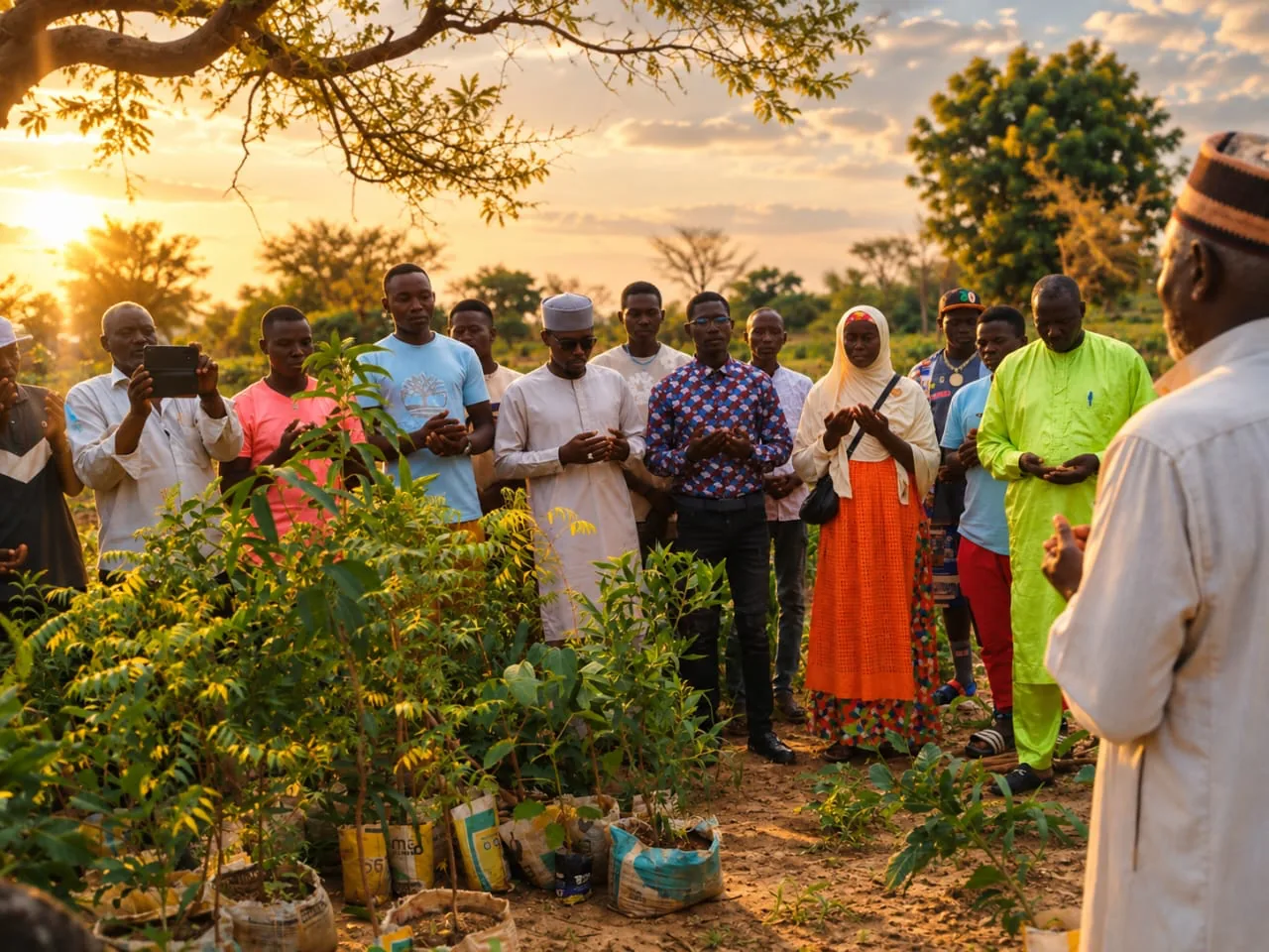Distribution de plants à des jeunes dans la région de Dosso